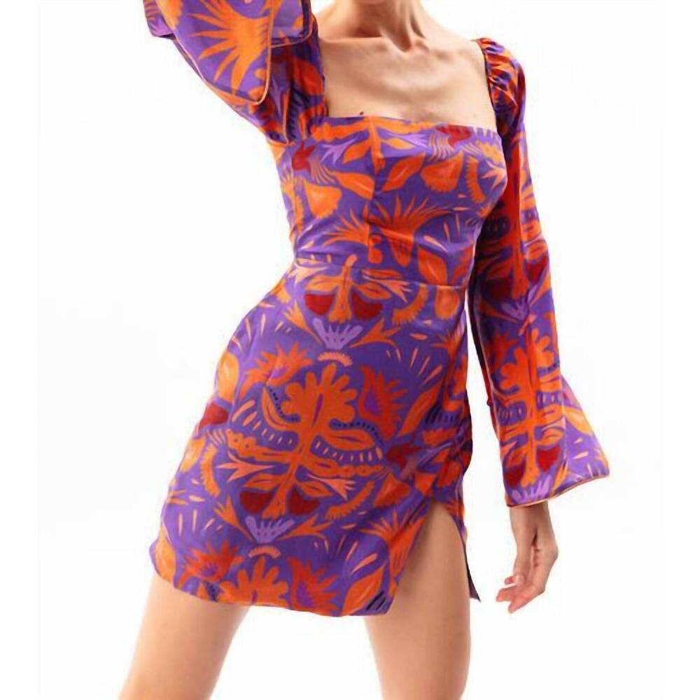 NEW MOVOM square neck mini dress in mauve